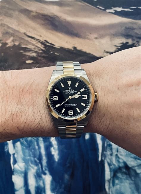 rolex explorer half gold|rolex explorer 36mm two tone.